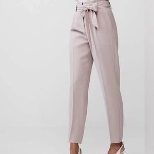 Express Women 12R Mauve Pleated Sash Tie Belt High Rise Paperbag Ankle Pants